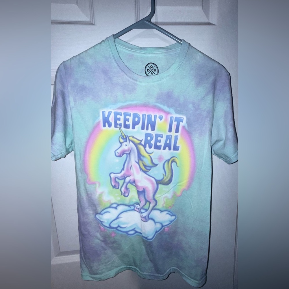 Unicorn Graphic Tee - Multicolor Pastel Tie-Dye